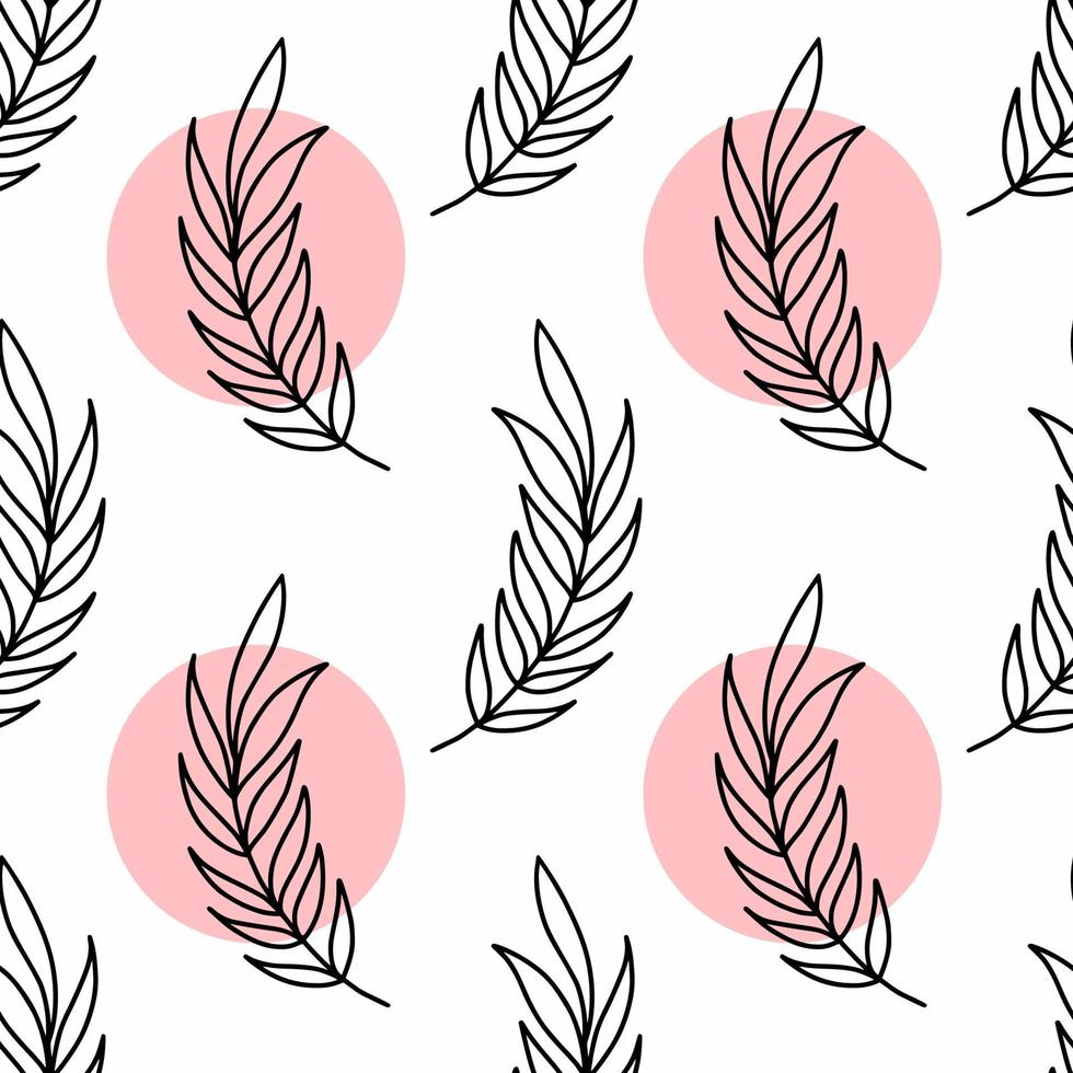 Seamless pattern for sewing clothes and printing on fabric. Floral ornament. Branches and grasses. Vector illustration in doodle style. Hand drawn drawing.