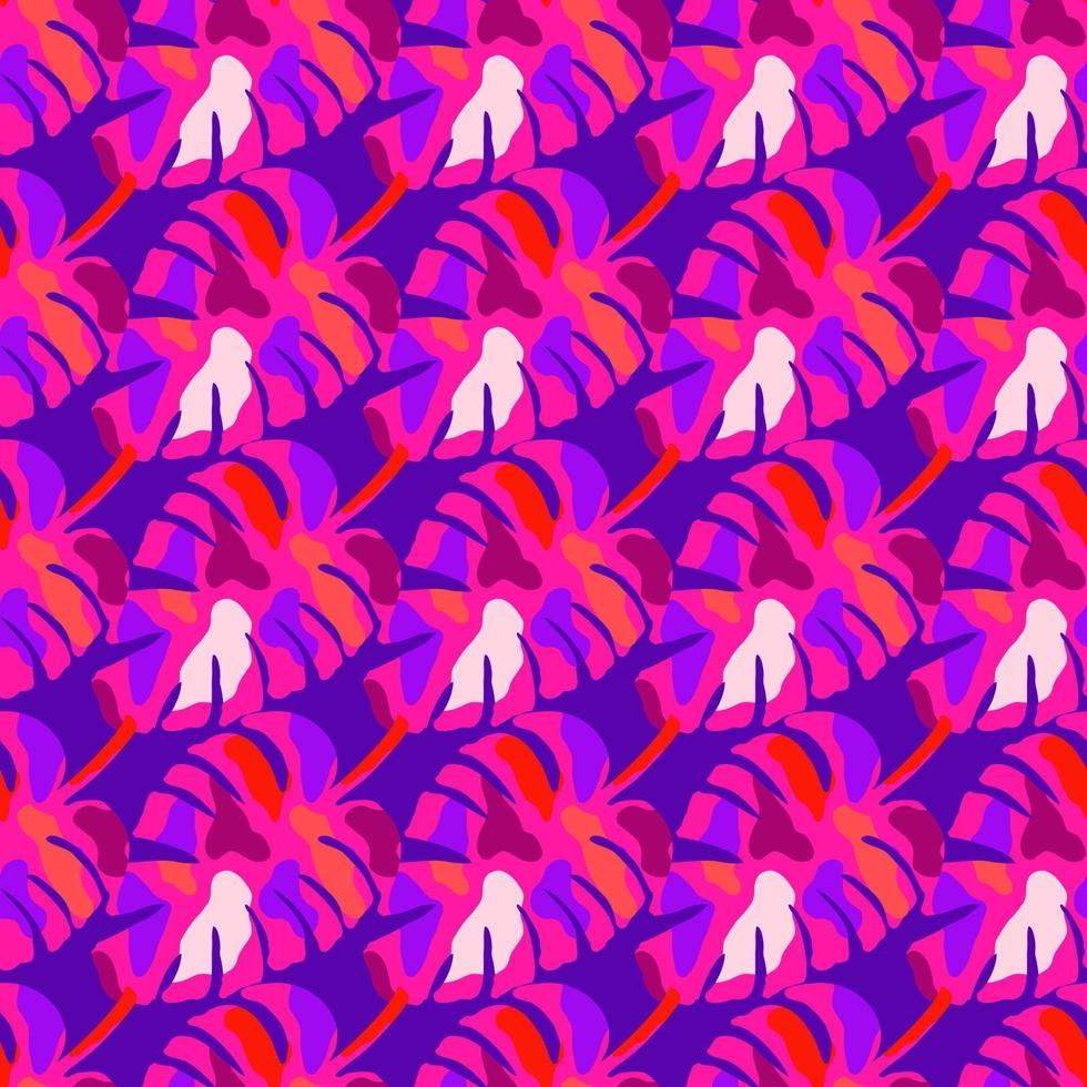 Abstract monstera leaves tropical seamless pattern. Rainforest background. vector