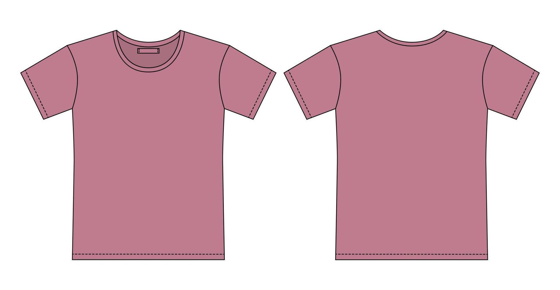 diseño de cad de camiseta de ropa. boceto de contorno de camiseta en blanco. vector