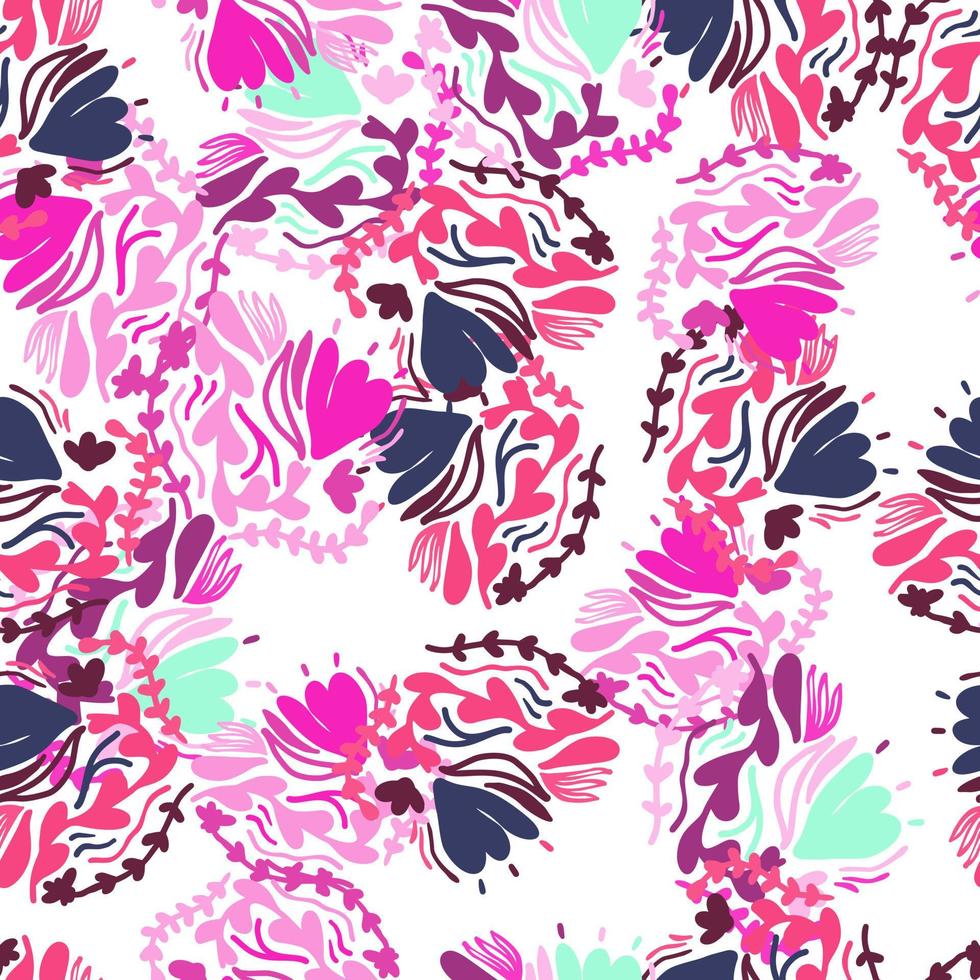 Vintage flowers and leaves seamless pattern. vector