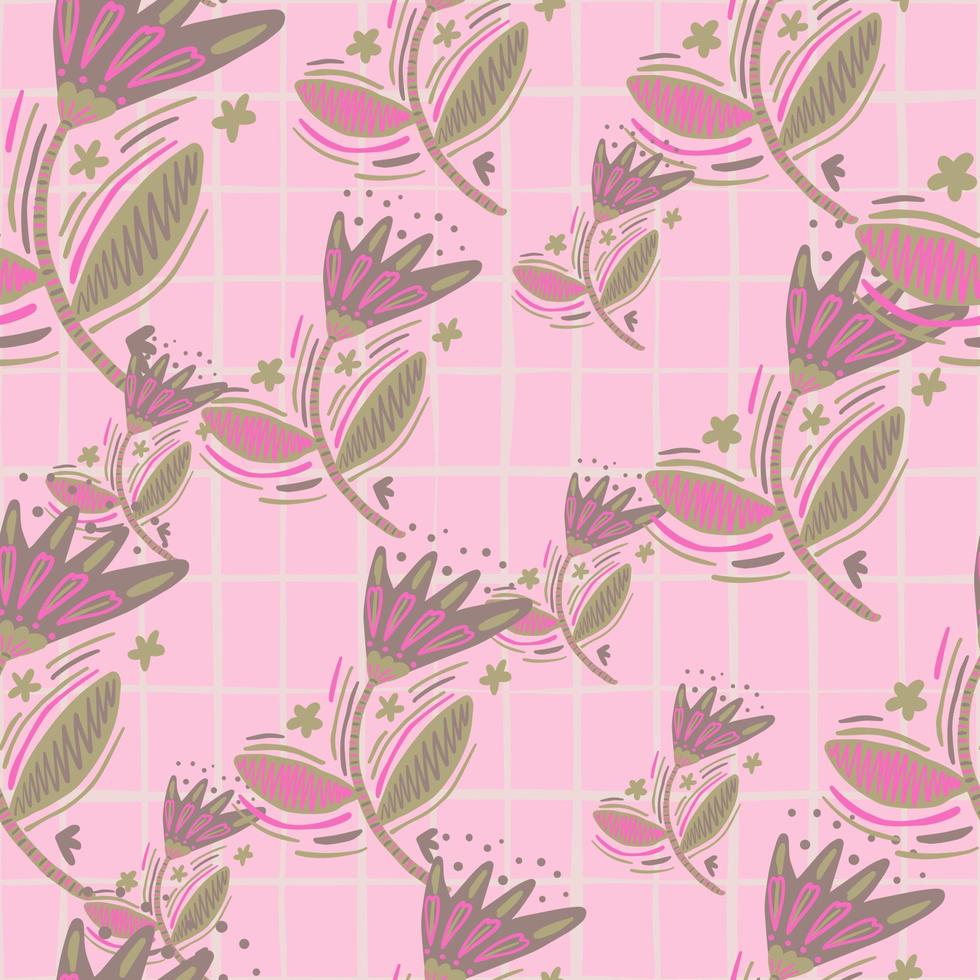 patrón impecable con flores y hojas al estilo popular. arte ingenuo. papel pintado floral abstracto vector