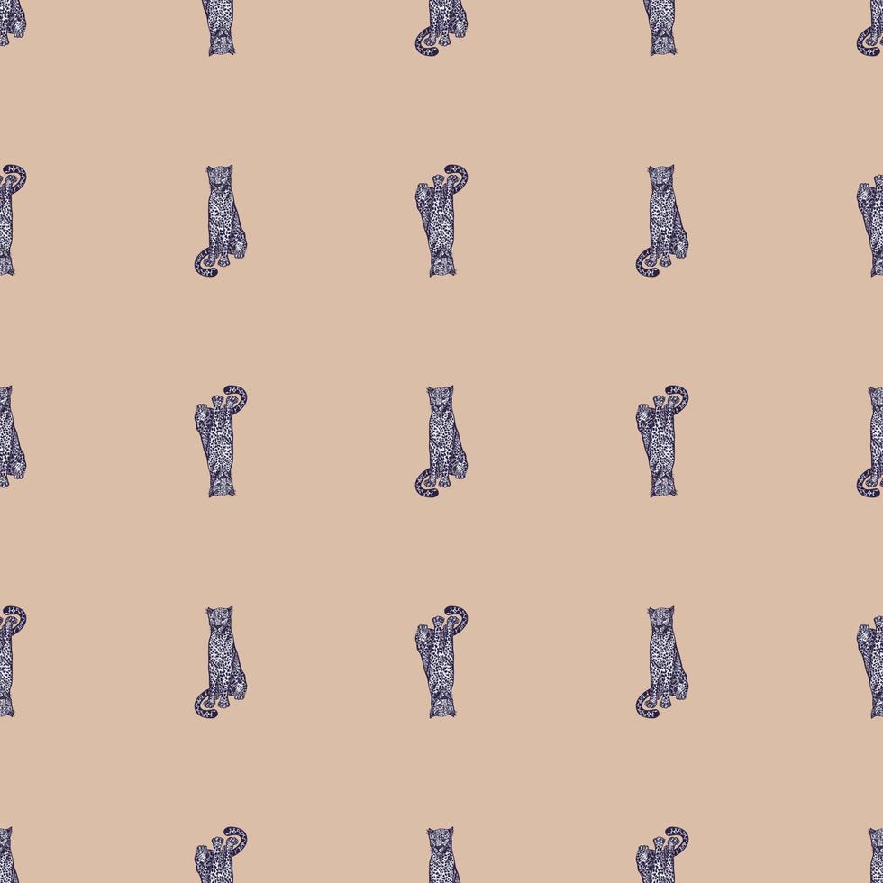 Leopard sitting seamless pattern. Vintage wildlife animals background. vector
