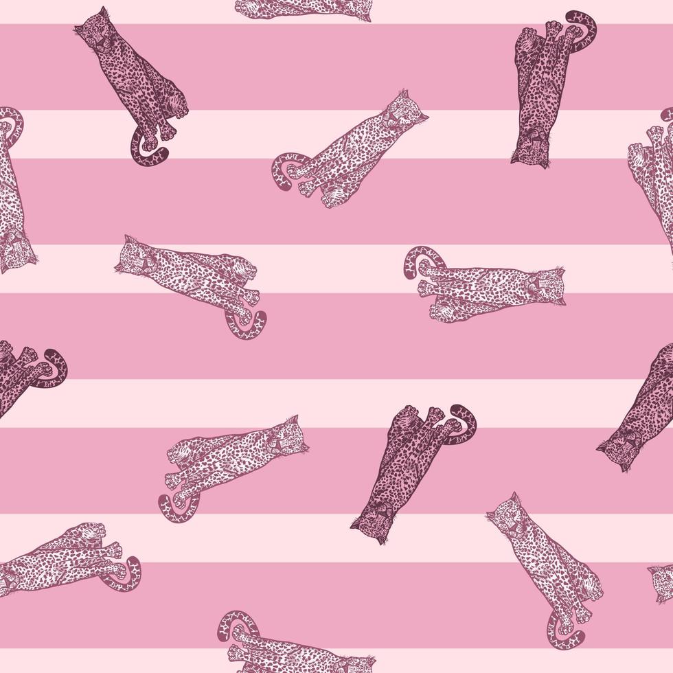 Leopard sitting seamless pattern. Vintage wildlife animals background. vector