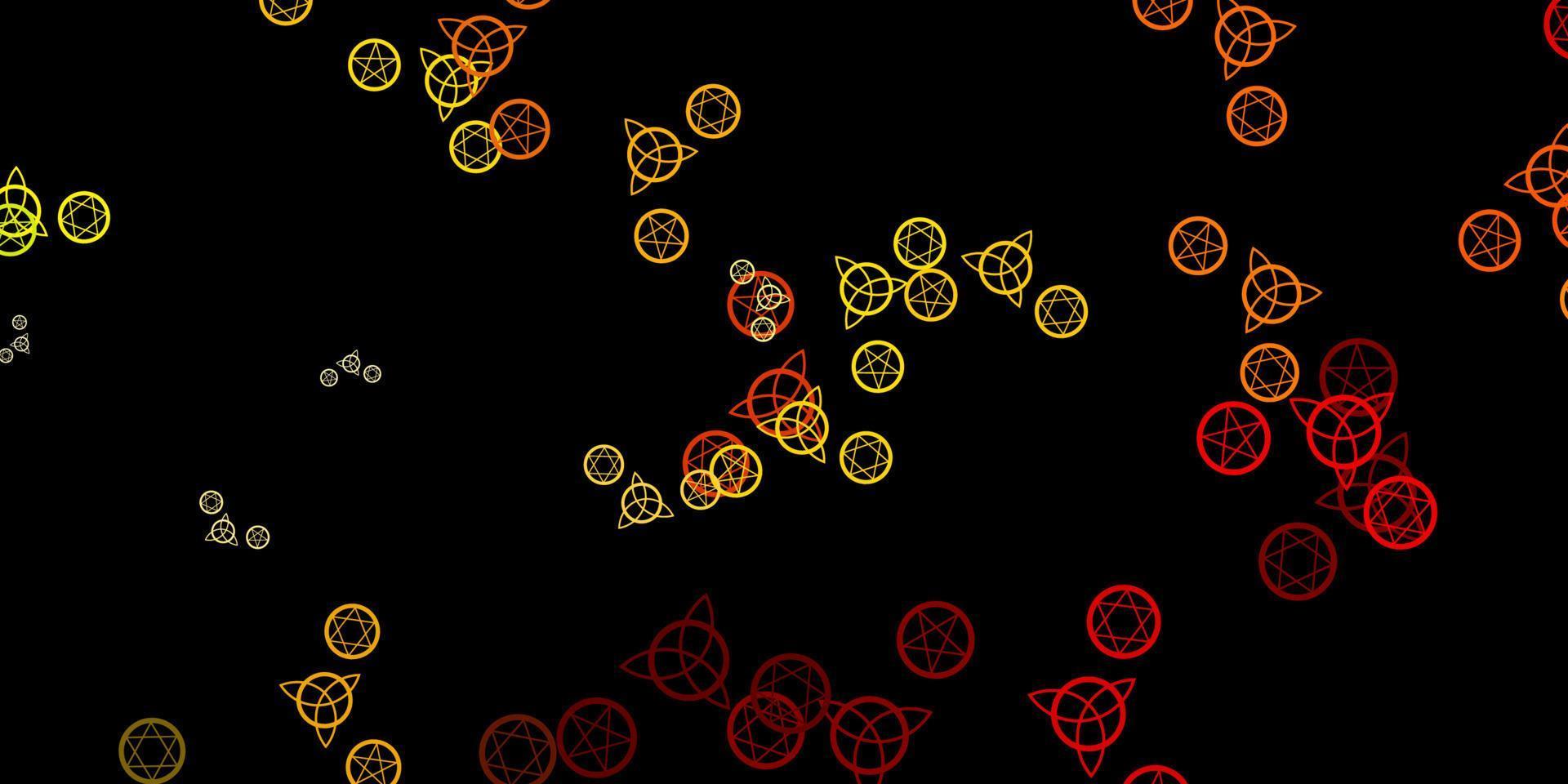 plantilla de vector verde oscuro, rojo con signos esotéricos.