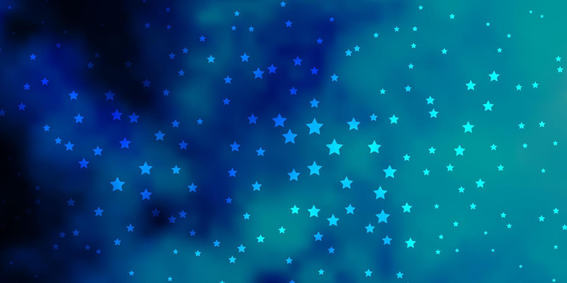 Fondo de vector azul oscuro con estrellas pequeñas y grandes.