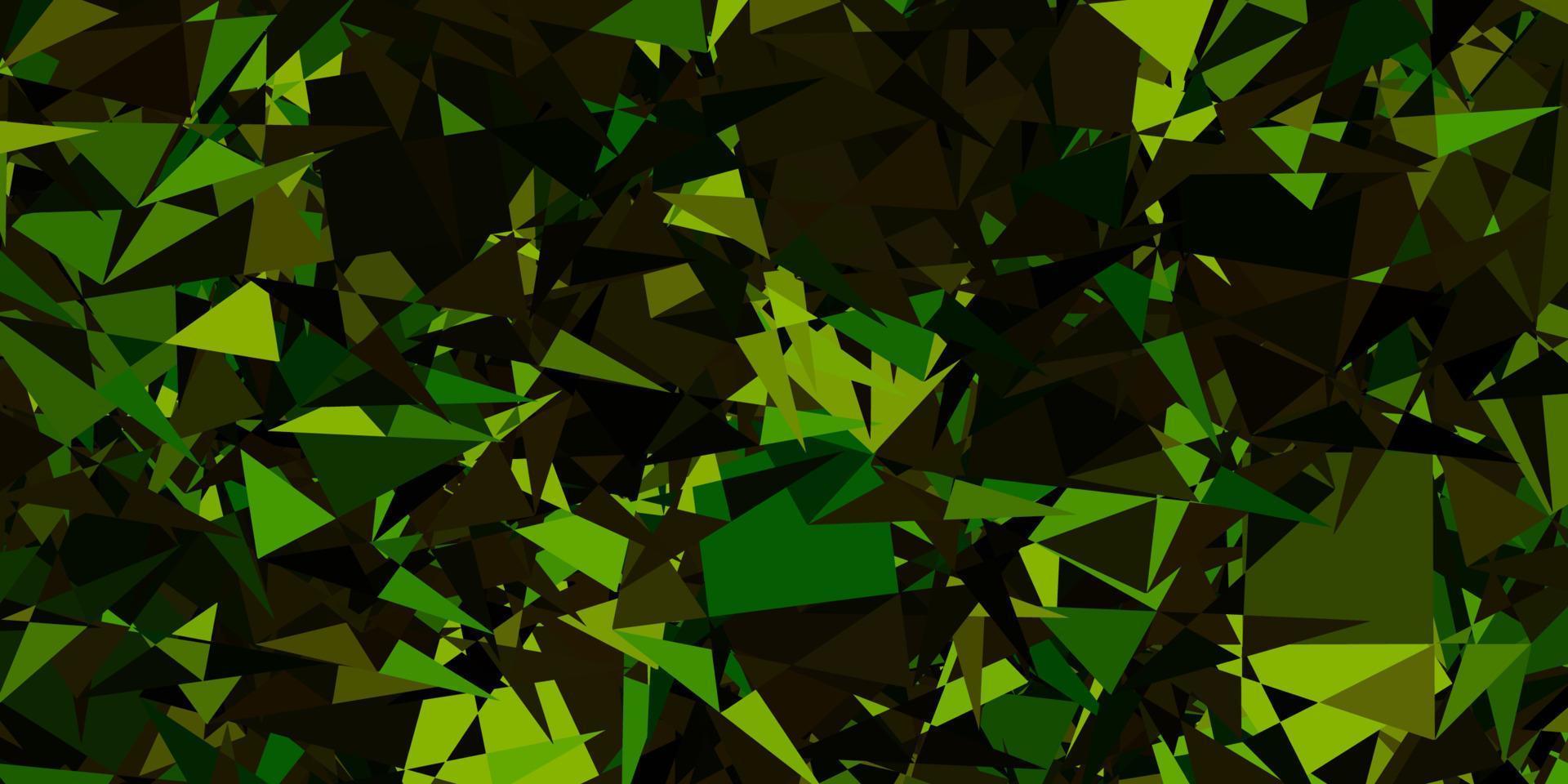 textura de vector verde oscuro, amarillo con triángulos al azar.