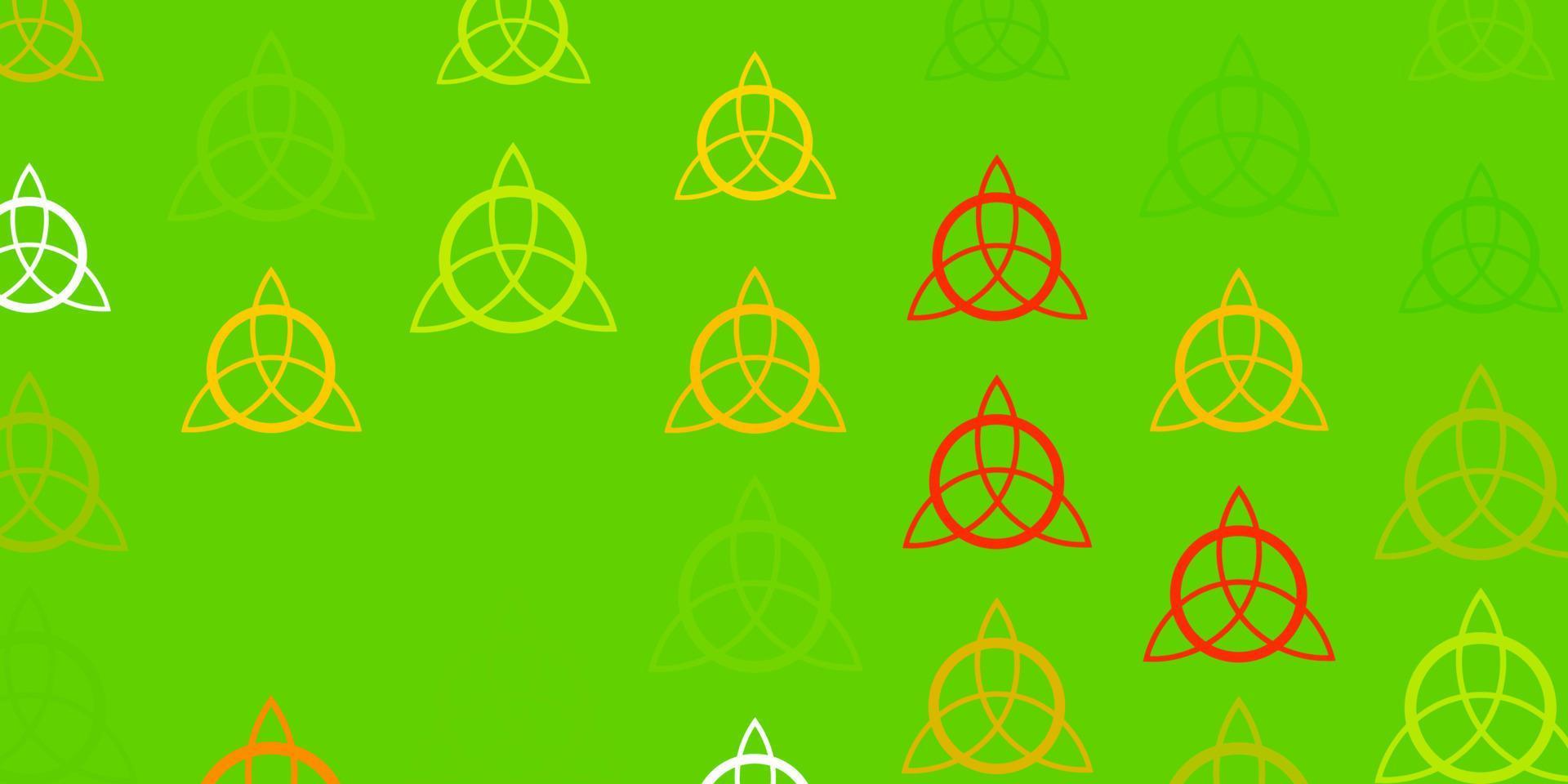 Fondo de vector verde claro, amarillo con símbolos ocultos.