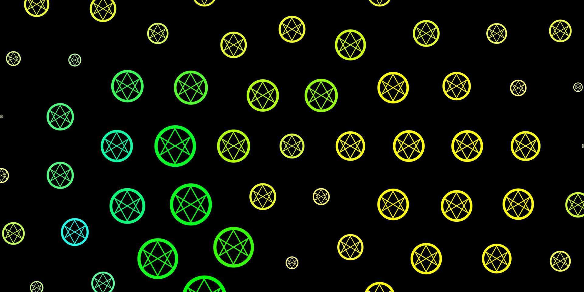 Dark Green, Yellow vector pattern with magic elements.