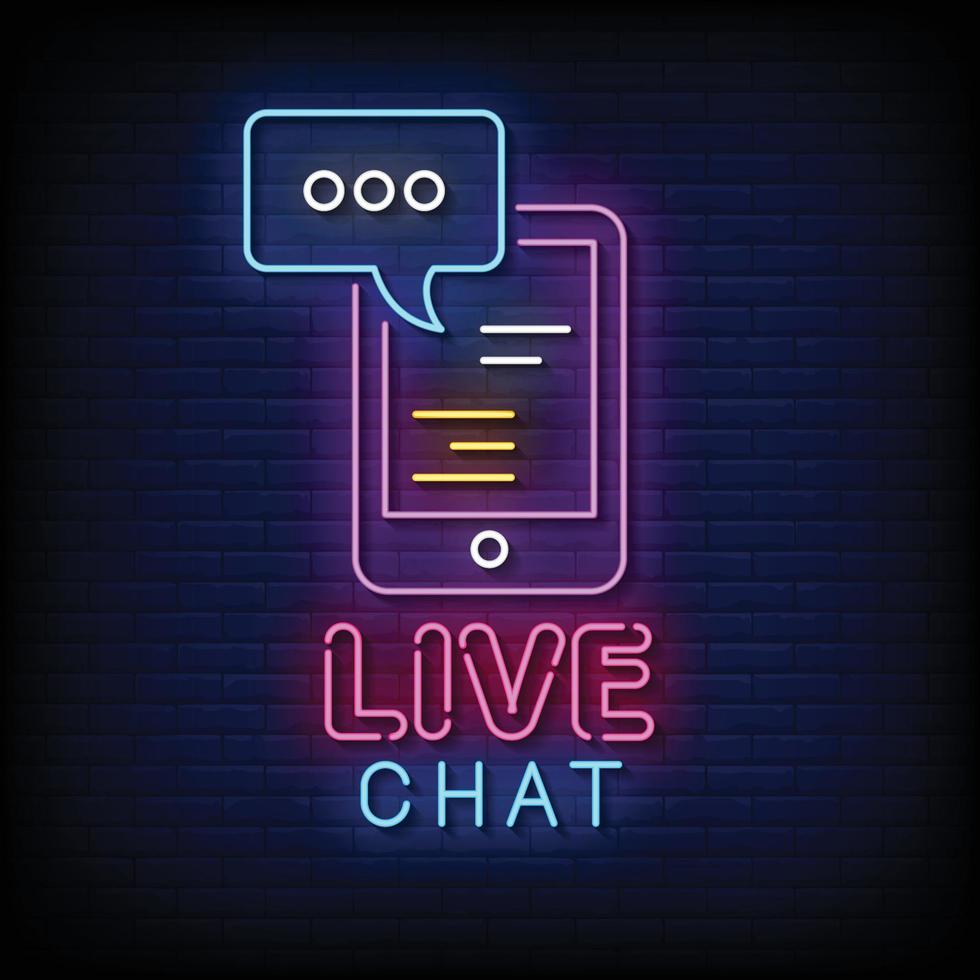 Live Chat Neon Signs Style Text Vector