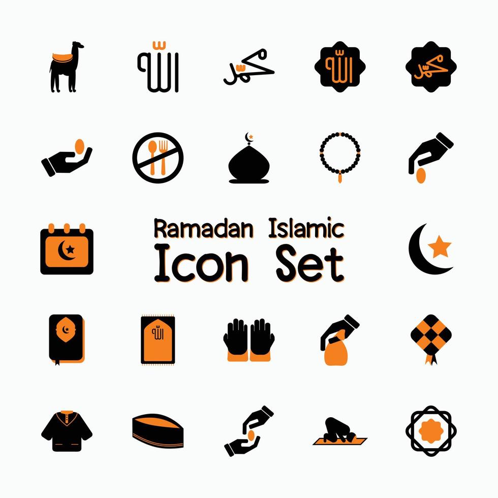 ramadan arabic islamic celebration icon set vector illustration