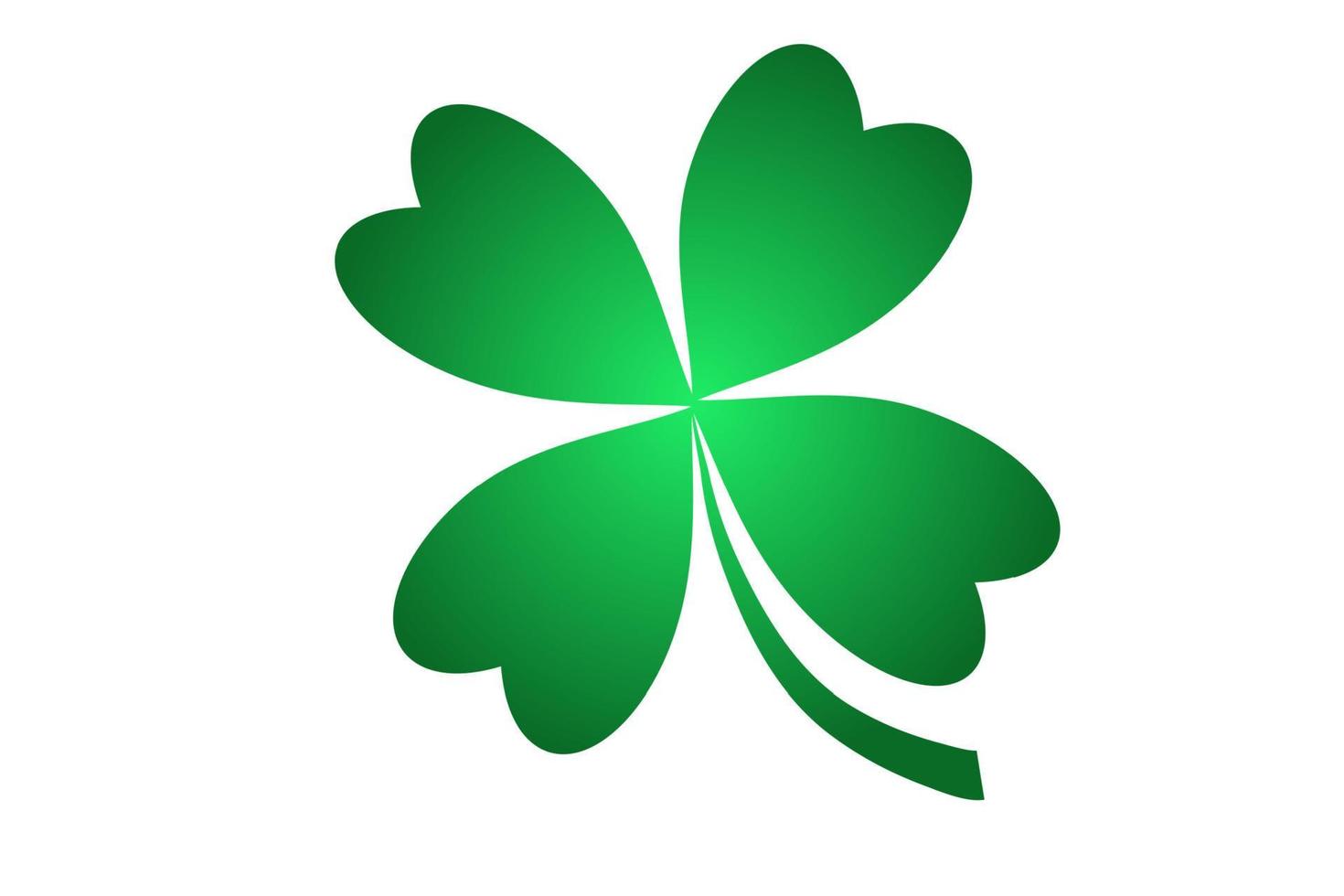 Lucky clover with four leaves in cartoon style isolated on white background. Saint Patrick's Day symbol, decoration. Vector illustration