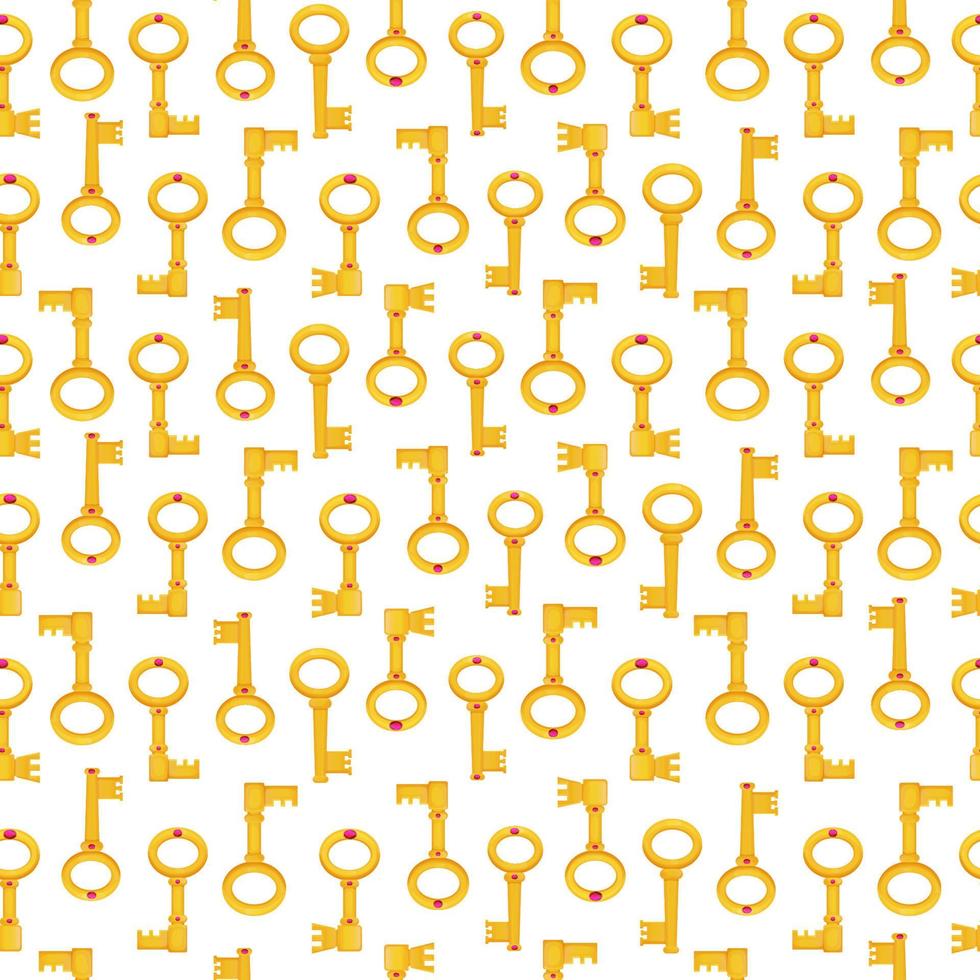 Golden key, medieval antique seamless pattern in cartoon style. Decorative fantasy, vintage ornament. Vector illustration
