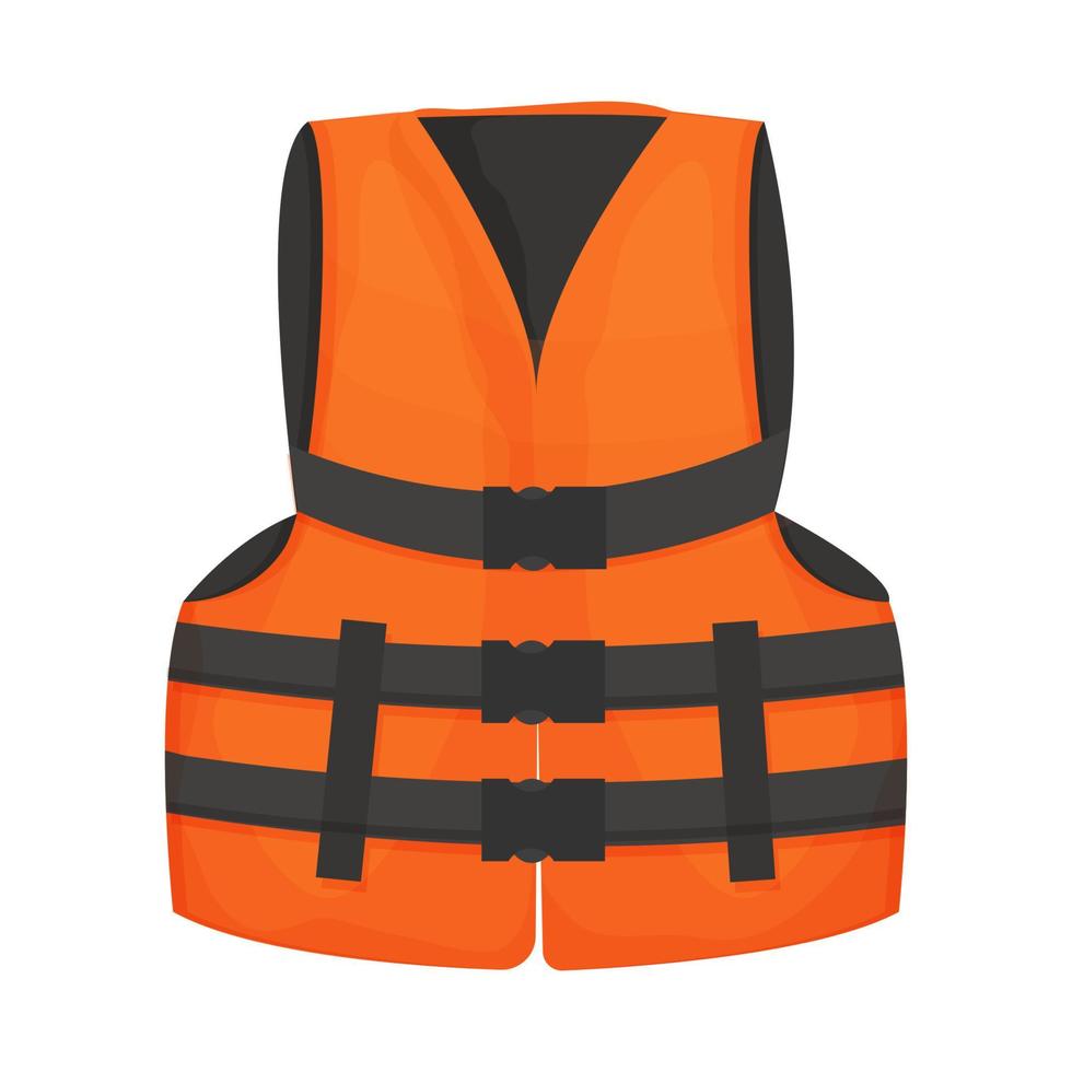 chaleco salvavidas, chaleco con cinturones en estilo de dibujos animados aislado sobre fondo blanco. ropa para seguridad, uniforme para socorrista, seguridad hídrica. ilustración vectorial vector