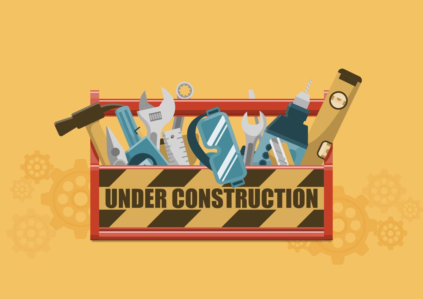 Under construction toolbox with tools vector