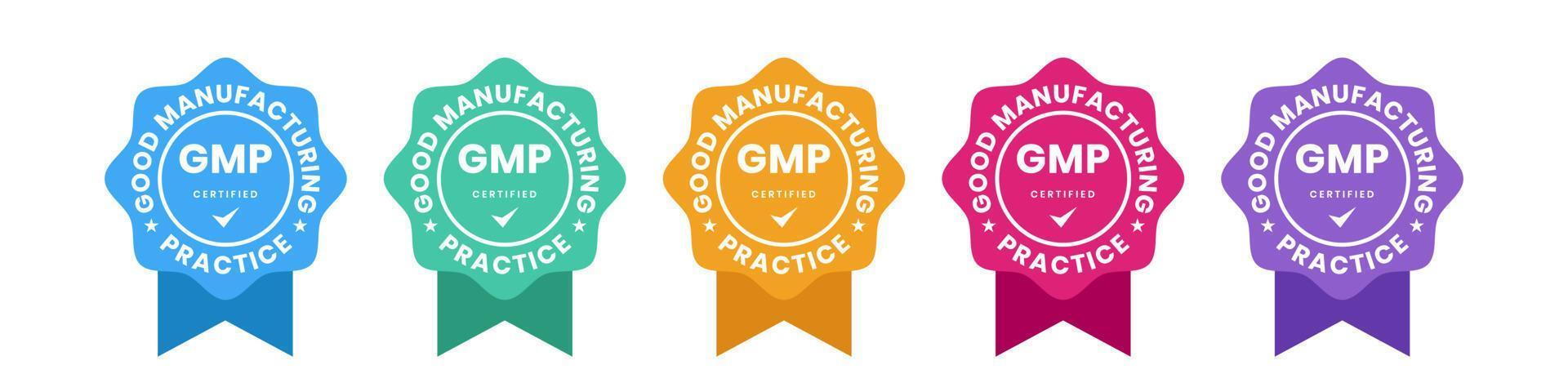 GMP Good Manufacturing Practice certified badge stamp with ribbon shape vector