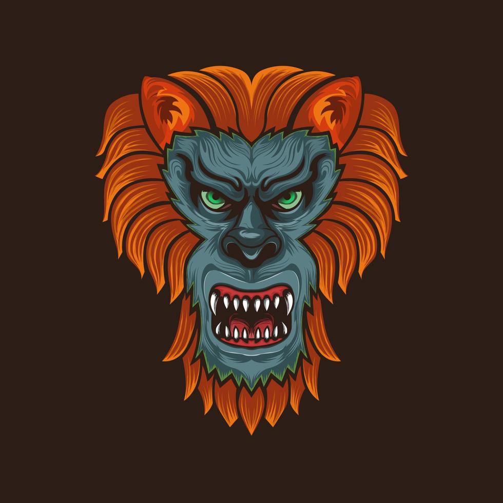 Lion head mascot illustration logo design. vector