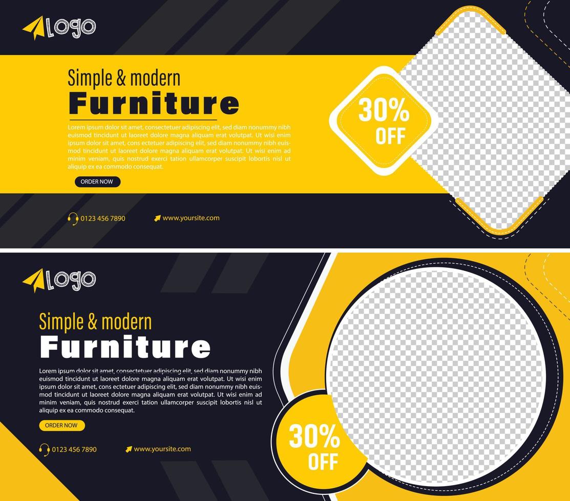 Furniture web banner template for advertising. digital marketing web banner vector