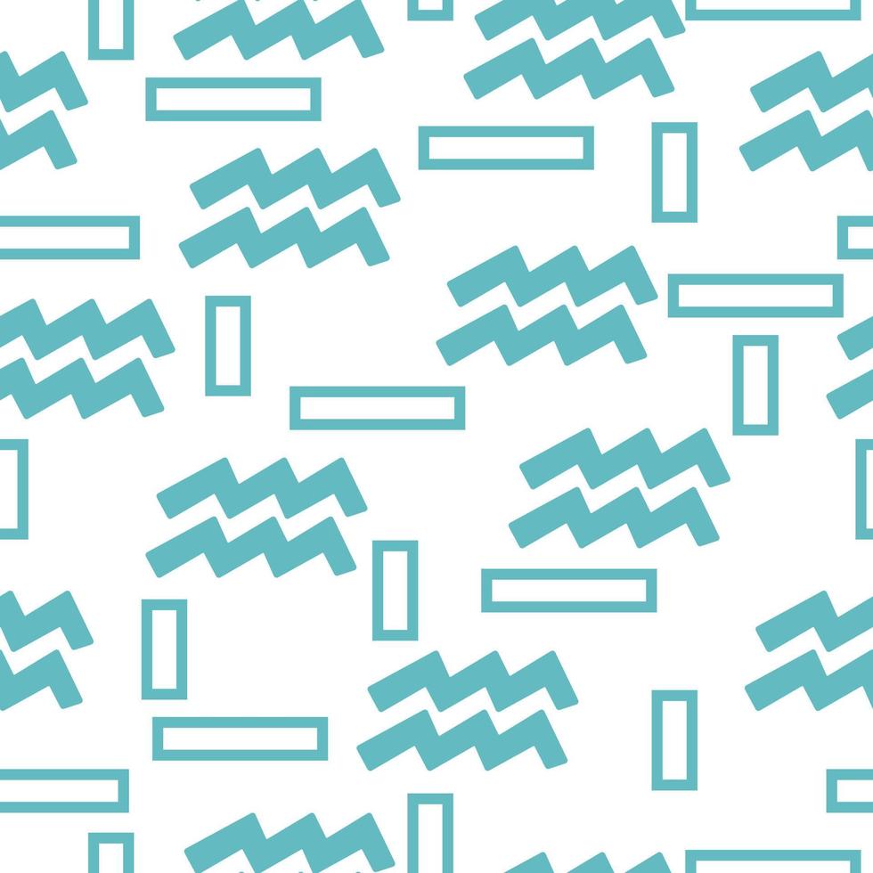Seamless pattern of blue silhouettes of the zodiac sign Aquarius and rectangles of different sizes on a white background vector