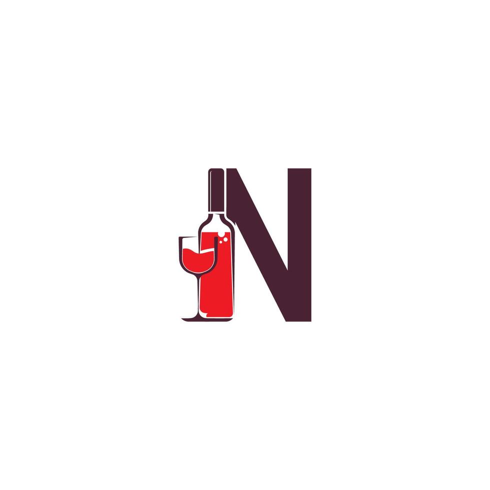 Letter N with wine bottle icon logo vector