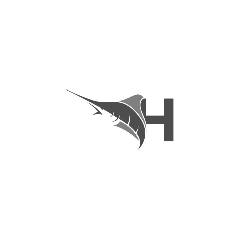 Letter H with ocean fish icon template vector