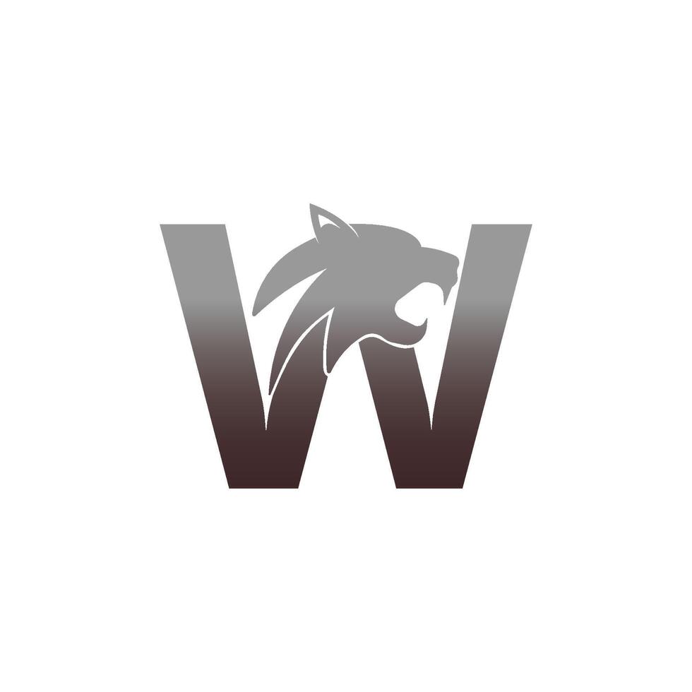 letra w con vector de logotipo de icono de cabeza de pantera