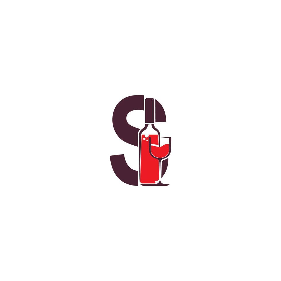 Letter S with wine bottle icon logo vector