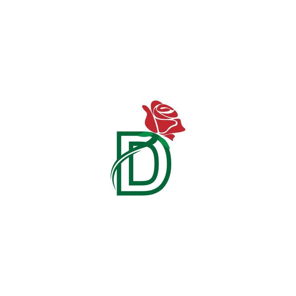 letra d con plantilla de vector de logotipo de icono de rosa