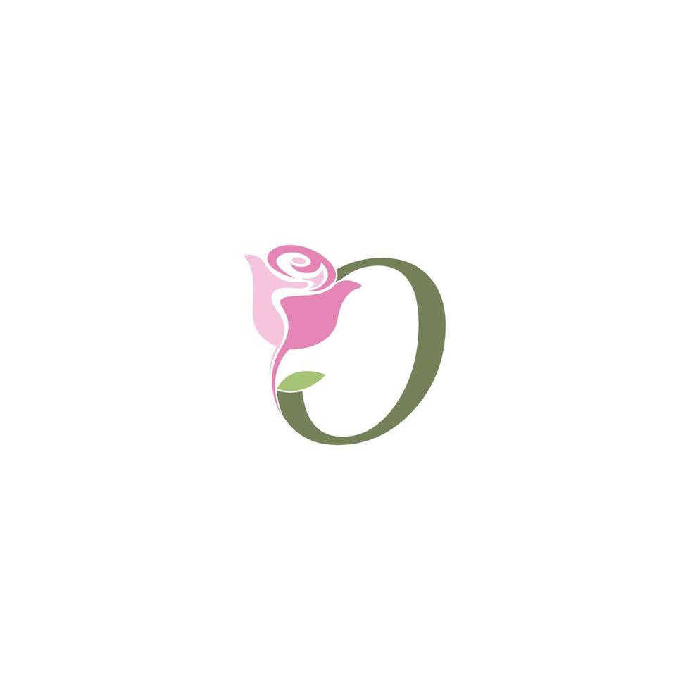 Letter O with rose icon logo vector template