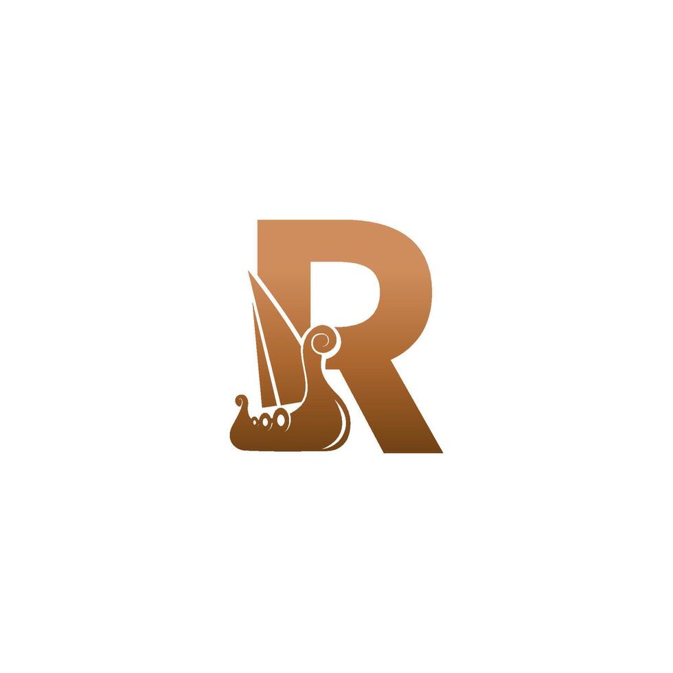 Letter R with logo icon viking sailboat design template vector