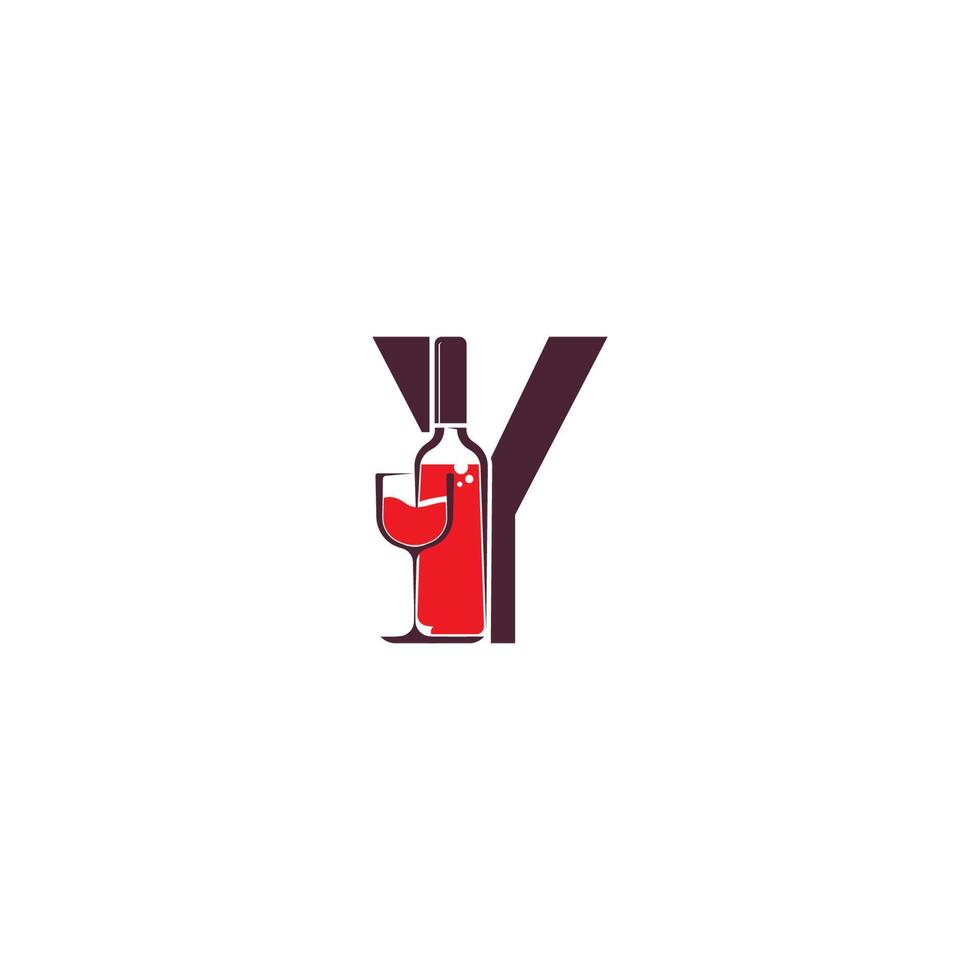 Letter Y with wine bottle icon logo vector