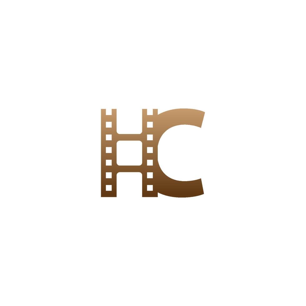 Letter C with film strip icon logo design template vector