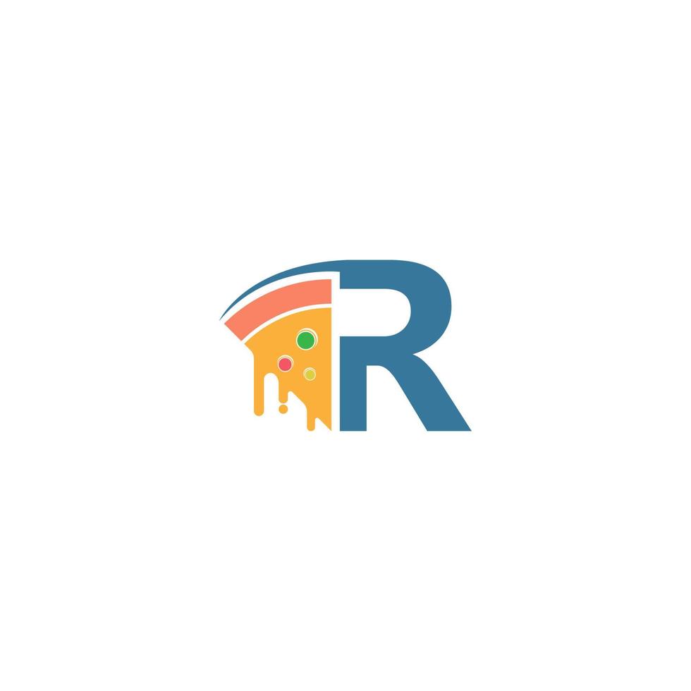 Letter R with pizza icon logo vector