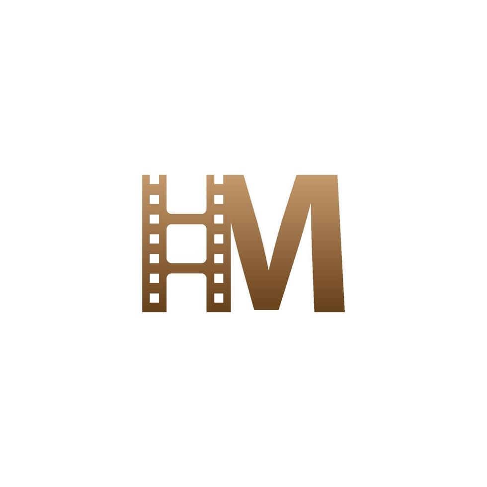 Letter M with film strip icon logo design template vector