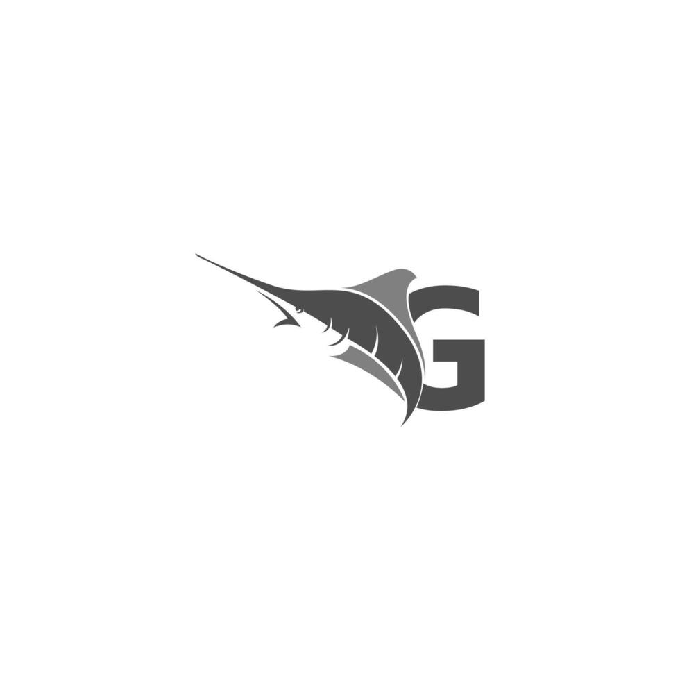 Letter G with ocean fish icon template vector