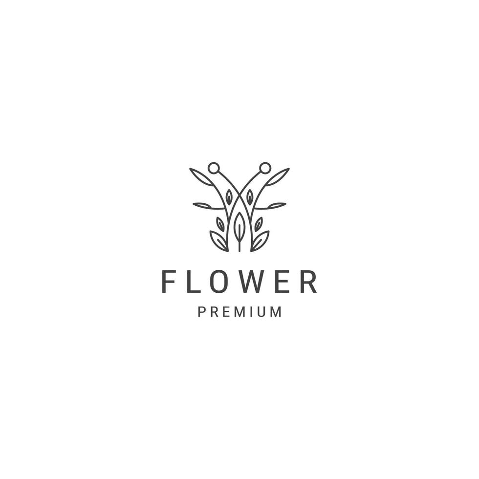 Nature flower line logo icon design template flat vector