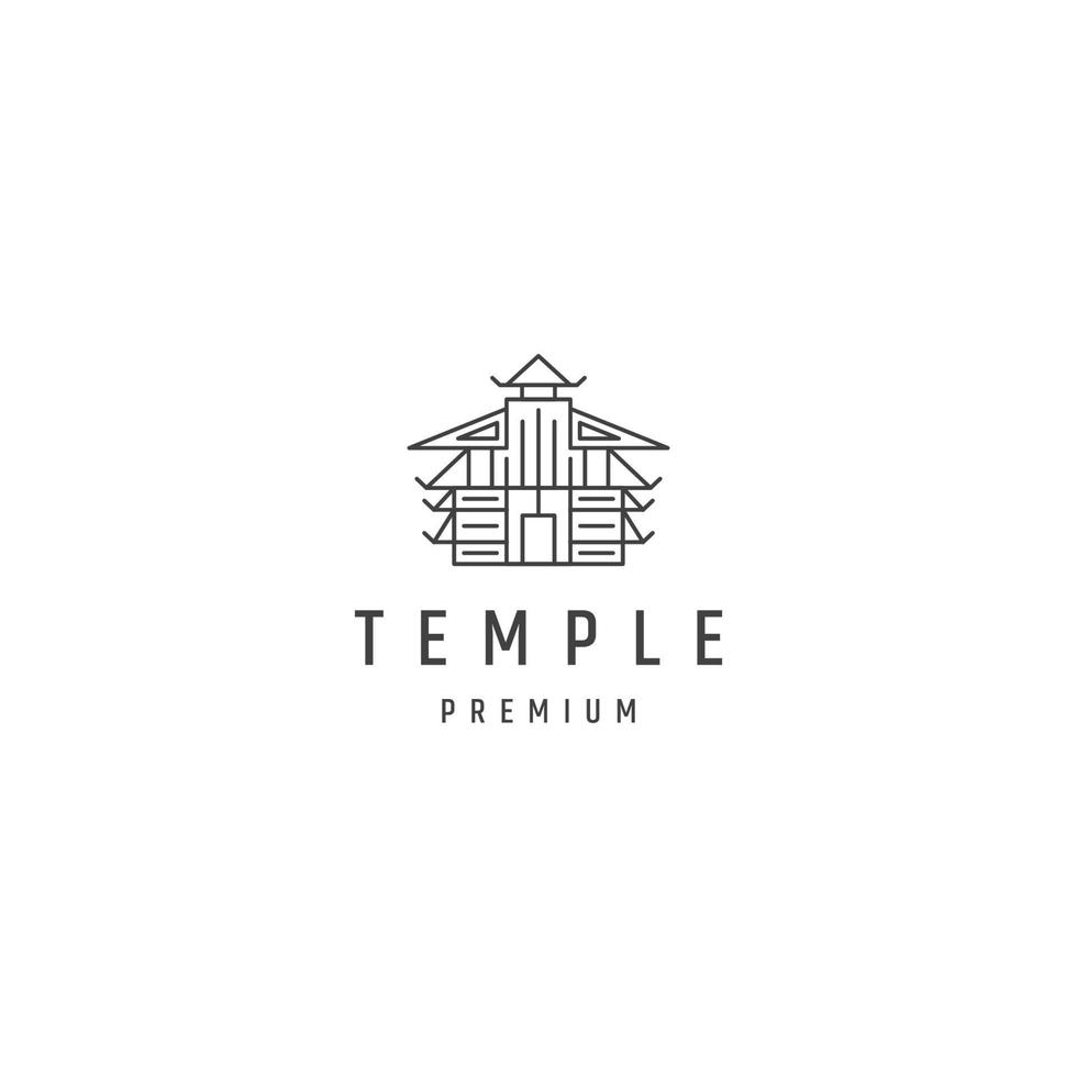 plantilla de diseño de icono de logotipo de línea de templo vector plano