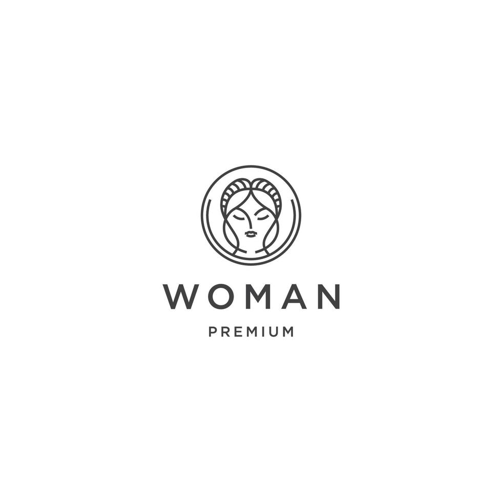 Face woman line logo icon design template flat vector