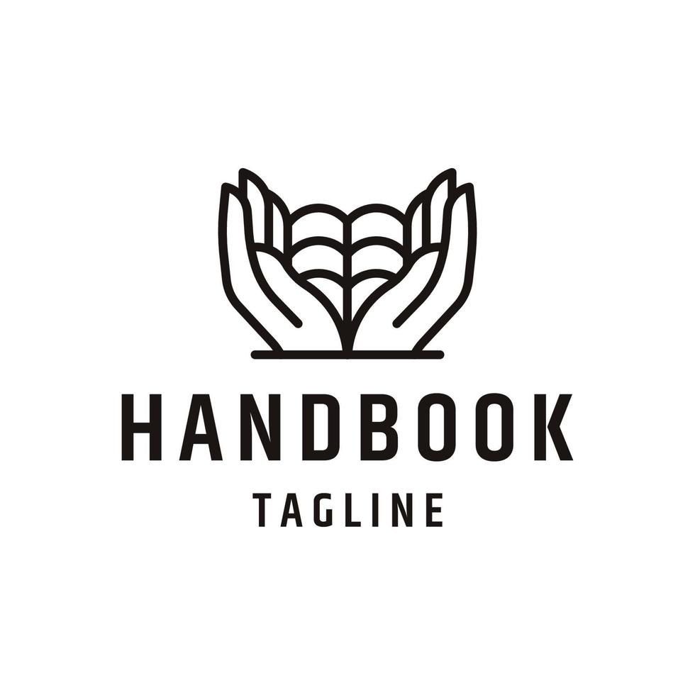 Hand book line logo concept, flat design template vector