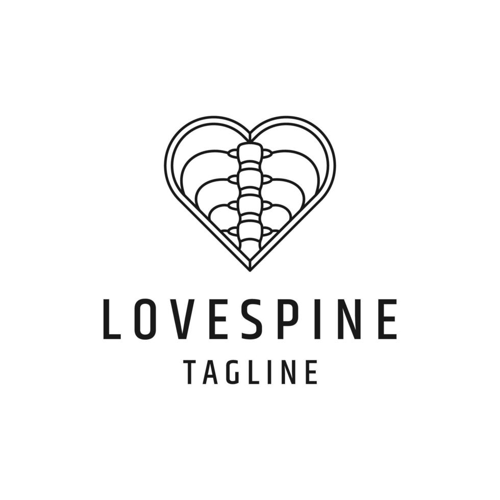 Love spine line logo icon, flat design template vector