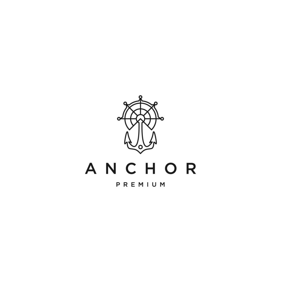 Anchor line logo concept, flat icon design template vector