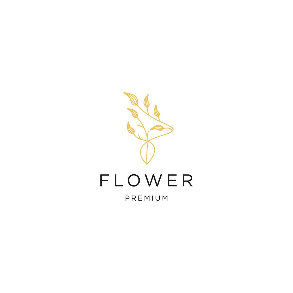 concepto de logotipo de línea de flor natural, plantilla de diseño de icono plano vector