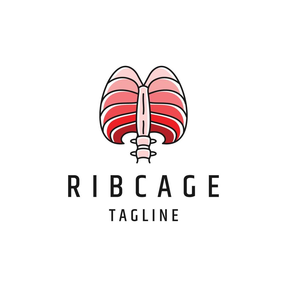 Medical health rib cage line logo concept, flat icon design vector template