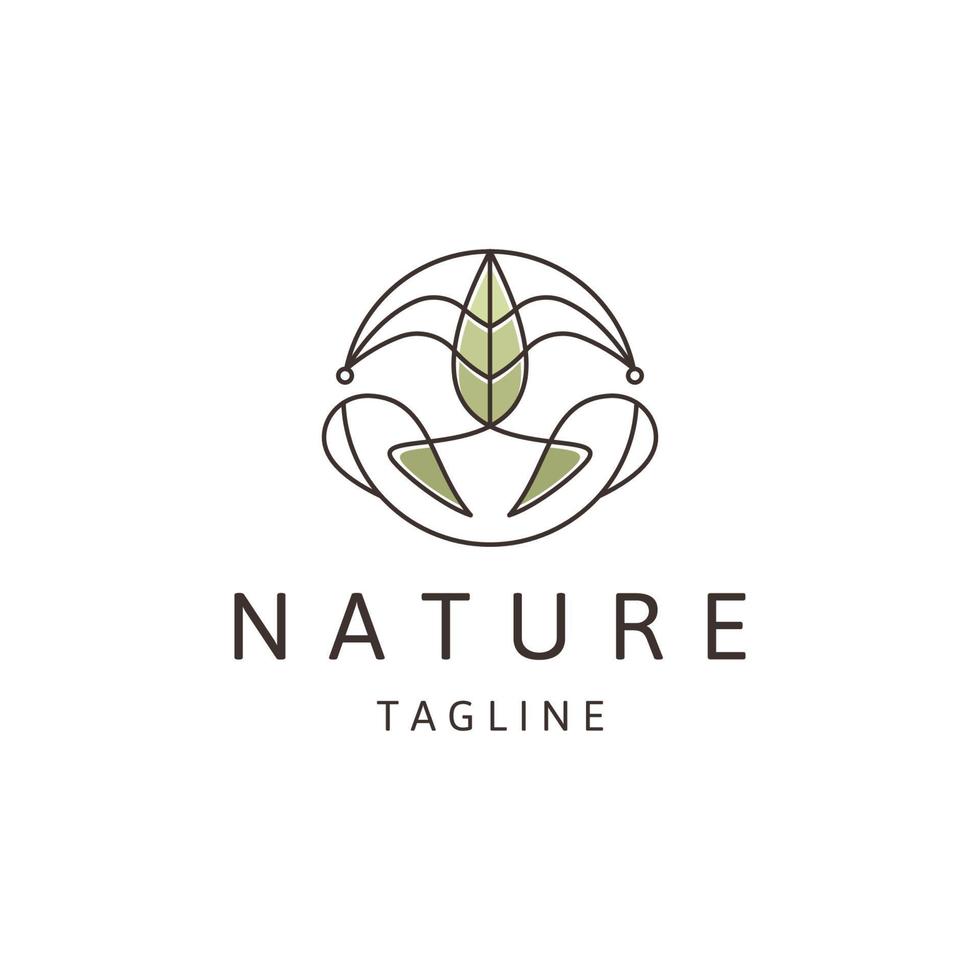 concepto de logotipo de línea de hoja natural, plantilla de vector de diseño de icono plano