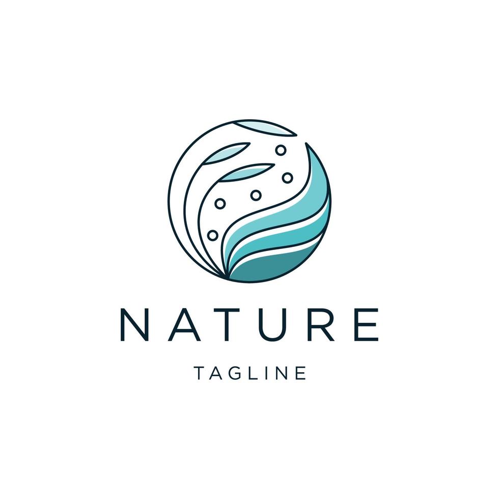 Nature leaf line logo concept, flat icon design vector template