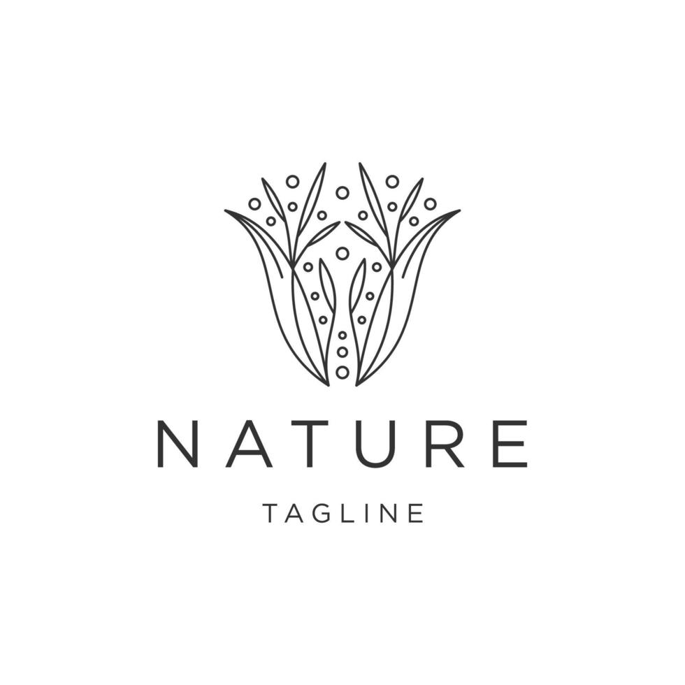 Nature leaf line logo concept, flat icon design vector template