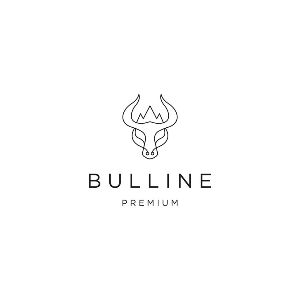 Head bull line logo icon design template flat vector