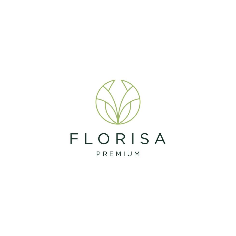 naturaleza flor belleza línea logo diseño plantilla vector plano