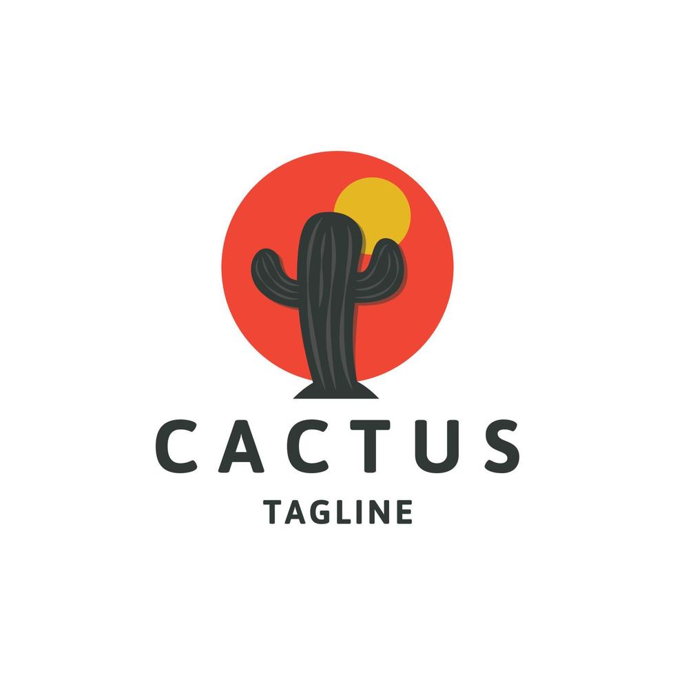 concepto de logotipo tropical de cactus, plantilla de icono de diseño plano vector
