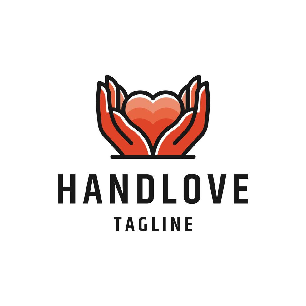 Hand love line logo icon, flat design template vector