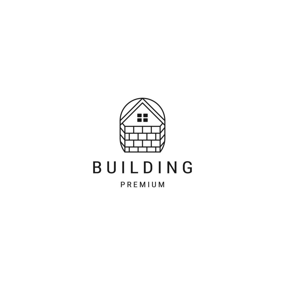 Building line logo concept, flat icon design template vector
